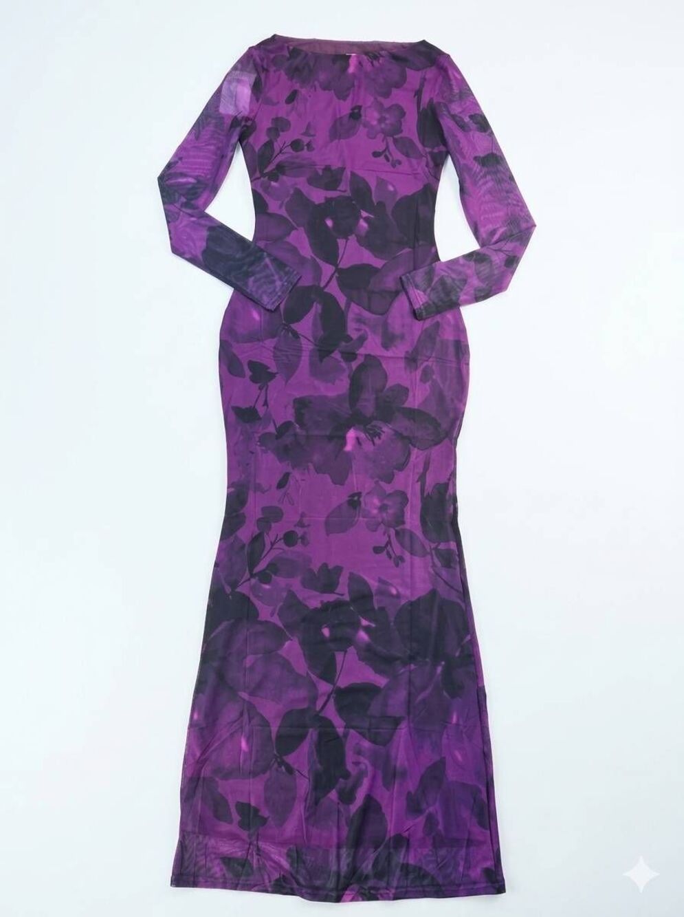 ☔️🩵NWT Fuchsia Floral Fitted Bodycon Mesh Long Sleeve Dress Small